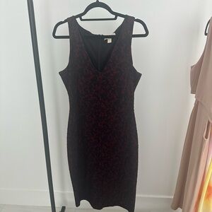 Michael Kors Black and Burgundy Midi Dress